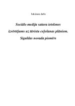 Diplomdarbs 'Sociālo mediju satura ietekmes izvērtējums uz tūristu ceļošanas plāniem. Sigulda', 1.