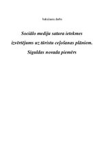Diplomdarbs 'Sociālo mediju satura ietekmes izvērtējums uz tūristu ceļošanas plāniem. Sigulda', 1.