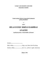 Diplomdarbs 'Rīgas Fondu biržas darbības analīze', 1.