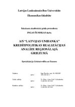Diplomdarbs 'AS "Latvijas Unibanka" kredītpolitikas realizācijas analīze reģionālajā griezumā', 1.