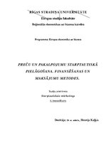 Konspekts 'Preču un pakalpojumu starptautiskā pielāgošana. Finansēšanas un maksājumu metode', 1.