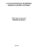 Referāts 'Kriminoloģija', 1.