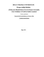 Konspekts 'Ētika kā praktiska folosofijas nozare, tās normas un izpausmes saziņā', 1.