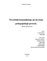Referāts 'Neverbālā komunikācija un tās loma pedagoģiskajā procesā', 1.