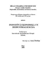 Konspekts 'Inovotīvā ekonomika un deindustrializācija', 1.