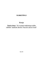 Eseja 'Ko nozīmē mārketinga radīta vērtība? Analizēt zīmolu: Pasaules dabas fonds', 1.