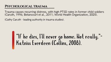 Prezentācija 'Psychological Trauma in  “The Hunger Games” and Real-Life Child Soldiers', 6.