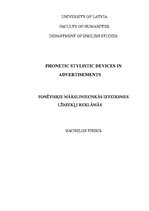 Diplomdarbs 'Phonetic Stylistic Devices in Advertisements', 1.