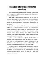Eseja 'Paaudžu atšķirīgās kultūras vērtības', 1.