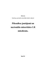 Referāts 'Pilsonības jautājumi un nacionālās minoritātes Latvijas Republikā mūsdienās', 1.