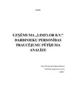 Referāts 'Uzņēmuma "LimflorB.V." darbinieku personības traucējumu pētījuma analīze', 1.