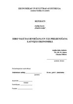Referāts 'Eiro valūtas ieviešana un tās pielietošana Latvijās ekonomikā', 1.