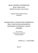 Konspekts 'Globalizācija. Starptautiskā mārketinga vide. Starptautiskā konkurence. Ekonomis', 1.