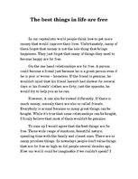 Eseja 'The Best Things in Life Are Free', 1.