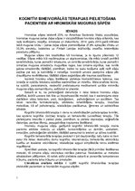 Referāts 'Kognitīvi biheiviorālās terapijas pielietošana pacientiem ar hroniskām muguras s', 1.