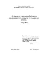 Referāts 'Rīcība ar lietiskiem pierādījumiem kriminālprocesā: izpratne un procesuālā  kārt', 1.