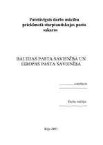 Referāts 'Baltijas Pasta Savienība un Eiropas Pasta Savienība', 1.