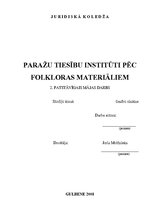 Referāts 'Paražu tiesību institūti pēc folkloras materiāliem', 1.