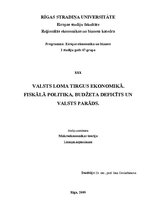 Konspekts 'Valsts loma tirgus ekonomikā. Fiskālā politika, budžeta deficīts un valsts parād', 1.
