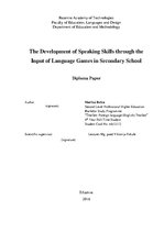 Diplomdarbs 'The Development of Speaking Skills through the  Input of Language Games in Secon', 1.