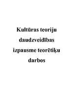 Referāts 'Kultūras teoriju daudzveidības izpausme teorētiķu darbos', 1.