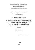 Konspekts 'Makroekonomikas priekšmets, makroekonomiskās efektivitātes mērīšana', 1.