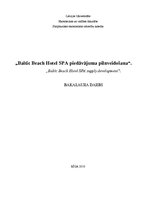 Diplomdarbs 'Baltic Beach Hotel SPA piedāvājuma pilnveidošana', 1.