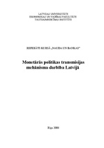 Referāts 'Monetārās politikas transmisijas mehānisma darbība Latvijā', 1.