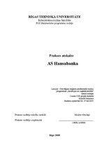 Prakses atskaite 'Prakses atskaite a/s "Hansabanka"', 1.