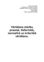 Referāts 'Vērtēšana mācību procesā. Neformālā, normatīvā un kriteriālā vērtēšana', 1.