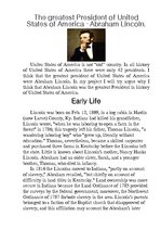 Referāts 'The Greatest President of United States of America - Abraham Lincoln', 1.