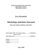 Referāts 'Mārketinga aktivitātes internetā', 1.