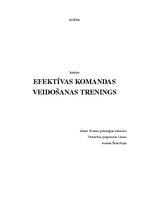 Referāts 'Efektīvas komandas veidošanas trenings', 1.