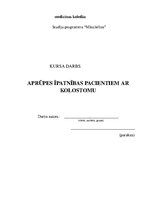 Prakses atskaite 'Aprūpes īpatnības pacientiem ar kolostomu', 1.