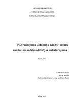 Referāts 'TV3 raidījuma "Māmiņu klubs" satura analīze un mērķauditorijas raksturojums', 1.