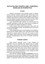 Referāts 'Muitas politika tranzīta jomā - problēmas, risinājumi un perspektīvas', 1.