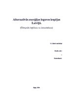 Referāts 'Alternatīvās enerģijas ieguves iespēja Latvijā. Ūdeņraža iegūšana un tā izmantoš', 1.