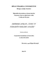 Konspekts 'Četru televīzijā pārraidītu reklāmu analīze', 1.