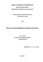 Konspekts 'Pasaules ekonomikas reģionalizācija', 1.