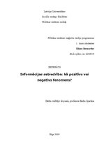 Referāts 'Informācijas sabiedrība: kā pozitīvs vai negatīvs fenomens', 1.