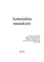 Konspekts 'Automašīnu nosaukumi', 1.