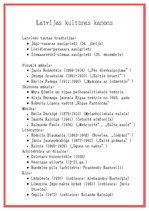 Konspekts 'Latvijas kultūras kanons', 1.