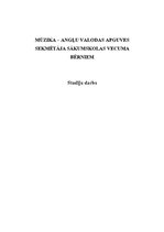 Referāts 'Mūzika - angļu valodas apguves sekmētāja sākumskolas vecuma bērniem', 1.