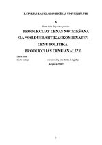 Referāts 'Produkcijas cenas noteikšana SIA "Saldus pārtikas kombināts"', 1.