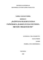 Referāts 'Ražošanas kalkulācijas pašizmaksa, kalkulācijas metodes, metožu pielietojums', 1.