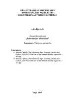 Eseja 'Tīklojuma sabiedrība, postindustriālisms, ekonomikas serviss un informācijas sab', 1.
