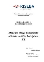 Referāts 'Mazo un vidējo uzņēmumu atbalsta politika Latvijā un Eiropas Savienībā', 1.