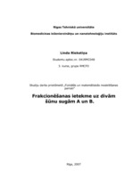 Referāts 'Frakcionēšanas ietekme uz divām šūnu sugām A un B', 1.