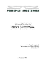 Referāts 'Ētiskā investēšana', 1.