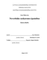 Referāts 'Neverbālās saskarsmes īpatnības', 1.